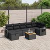 vidaXL 8 pcs conjunto sof&aacute;s de jardim com almofad&otilde;es vime PE preto