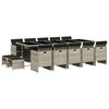vidaXL 15 pcs conj. jantar jardim c/ almofad&otilde;es vime PE cinzento-claro