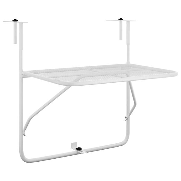 vidaXL Mesa para varanda 60x40 cm a&ccedil;o branco