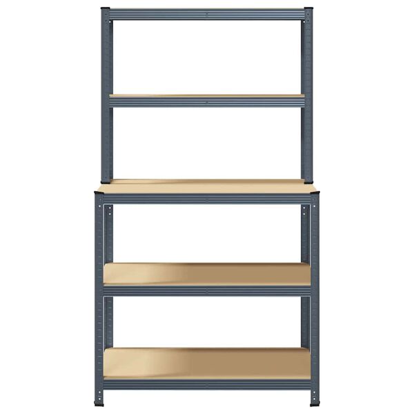 vidaXL Mesa trabalho c/ 5 prateleiras derivados madeira/a&ccedil;o antracite