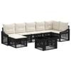 vidaXL Conjunto de Sof&aacute; de Jardim 8 unid. Preto e Branco Creme vime PE