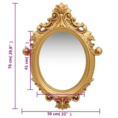 vidaXL Espelho de parede estilo castelo 56x76 cm dourado