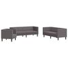 vidaXL 3 pcs conjunto de sof&aacute;s chesterfield couro artificial cinzento
