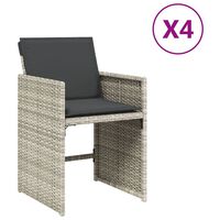 vidaXL Cadeiras de jardim com almofadões 4 pcs vime PE cinzento-claro