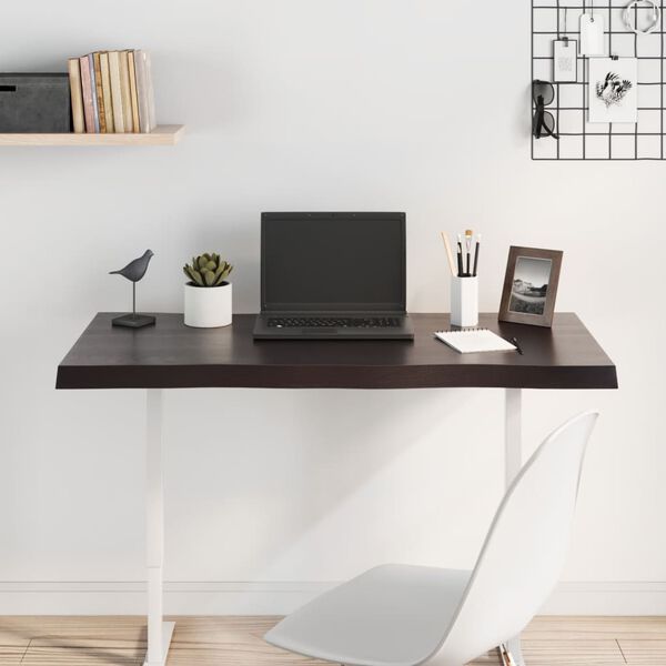 vidaXL Tampo de mesa com bordas vivas maciço tratado castanho-escuro