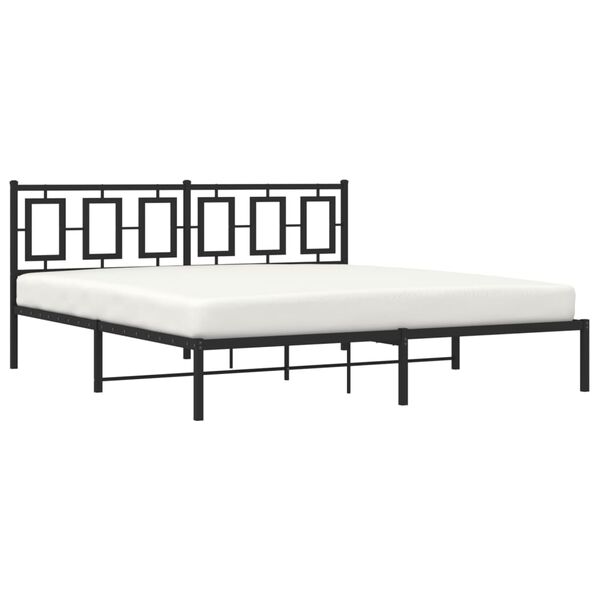 vidaXL Estrutura de cama em metal com cabeceira 180x200 cm preto