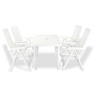 vidaXL Conjunto de jantar de exterior 5 pcs plástico branco