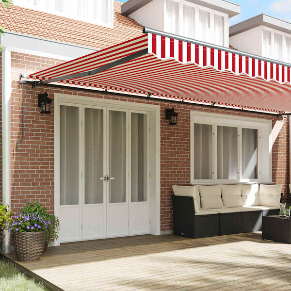 vidaXL Toldo Retr&aacute;til Vermelho e Branco 600 &times; 300 cm Poli&eacute;ster e A&ccedil;o