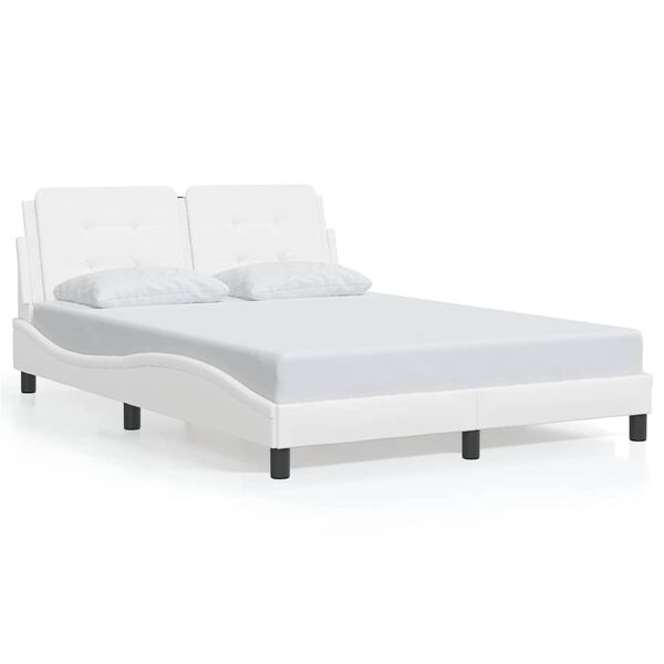 vidaXL Estrutura de cama sem colch&atilde;o Zadar 140x200 cm couro artificial branco