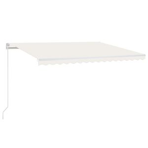 vidaXL Toldo retr&aacute;til manual com LED 450x300 cm cor creme