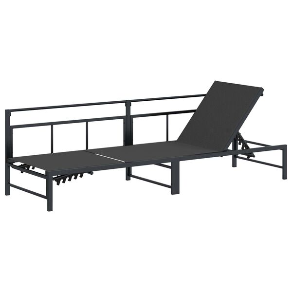 vidaXL Espregui&ccedil;adeira Preto 200 x 62 x 59,5 cm Textilene