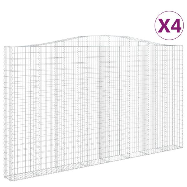 vidaXL Cestos gabi&atilde;o arqueados 4pcs 400x30x220/240cm ferro galvanizado