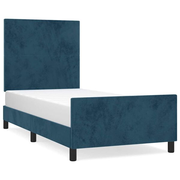 vidaXL Estrutura de cama sem colch&atilde;o 80x200 cm veludo azul-escuro