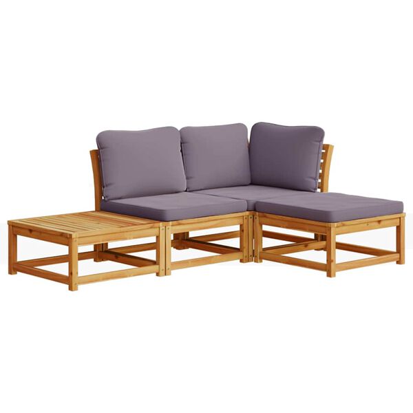 vidaXL 4 pcs conjunto lounge de jardim com almofad&otilde;es ac&aacute;cia maci&ccedil;a