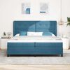 vidaXL Cama Box com colch&atilde;o Azul Escuro 200 x 200 cm Poli&eacute;ster