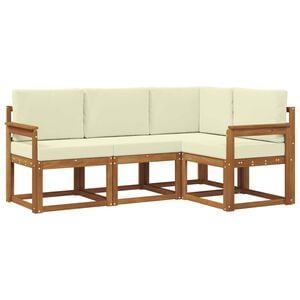 vidaXL Conjunto de Sof&aacute;s para Exterior 4 pcs Natural e Creme