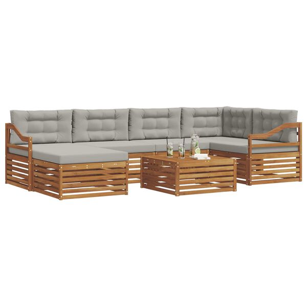vidaXL Conjunto de Sof&aacute;s para Exterior 7 pcs Cinza Natural e Claro
