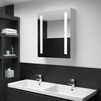 vidaXL Armário espelhado para casa de banho com LED 50x13x70 cm