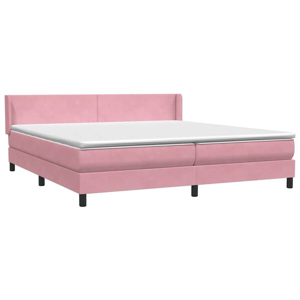 vidaXL Cama com molas/colch&atilde;o 180x210 cm veludo Rosa