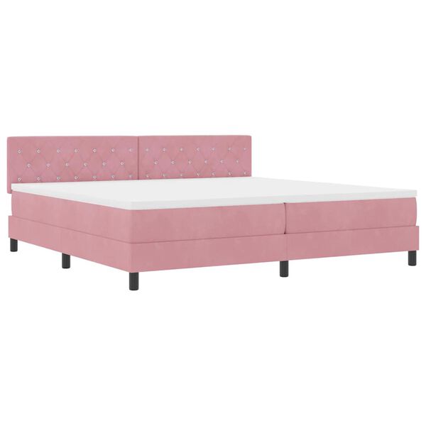vidaXL Cama Box Spring LED com colch&atilde;o Rosa 200 x 200 cm Veludo