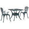 vidaXL Conjunto de Mesa de Jardim 3 pcs Verde Alum&iacute;nio Fundido