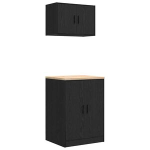 vidaXL Arm&aacute;rios de garagem 2 pcs derivados de madeira preto