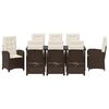 vidaXL Conjunto de Jantar para Jardim 9 pcs Castanho vime PE