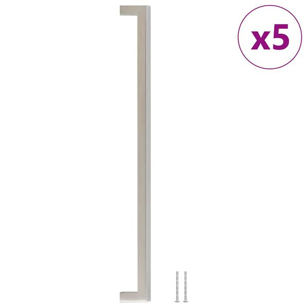 vidaXL Puxadores para m&oacute;veis 5 pcs 320 mm a&ccedil;o inoxid&aacute;vel prateado