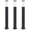 vidaXL Lumin&aacute;rias de poste com tomada, 3 pe&ccedil;as, 80 cm, pretas, IP44