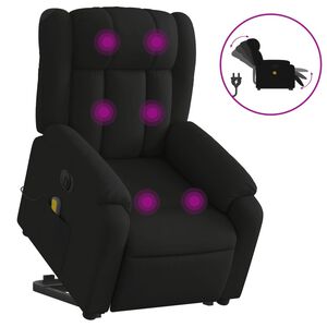 vidaXL Poltrona el&eacute;trica elevat&oacute;ria massagens tecido preto