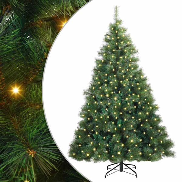 vidaXL &Aacute;rvore de Natal Artificial com 300 LEDs Verde 180 cm PE e PVC