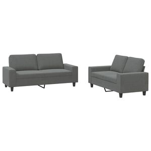vidaXL 2 pcs conjunto de sof&aacute;s tecido cinzento-escuro