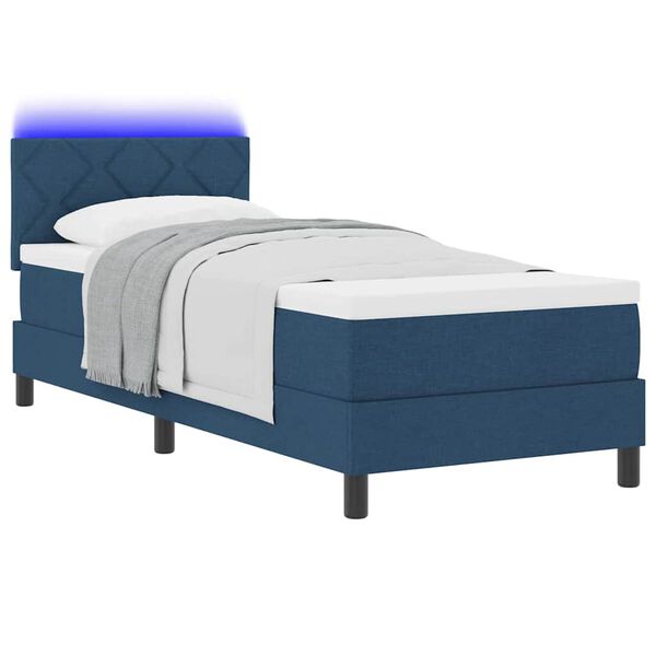 vidaXL Cama Box com colch&atilde;o com led Azul 80 x 200 cm tecido