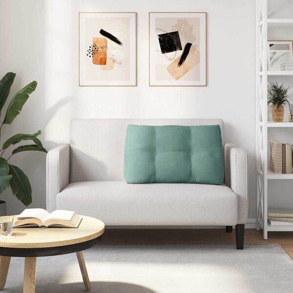 vidaXL Travesseiro para Costas Verde do Mar 80 x 24 x 50 cm Veludo