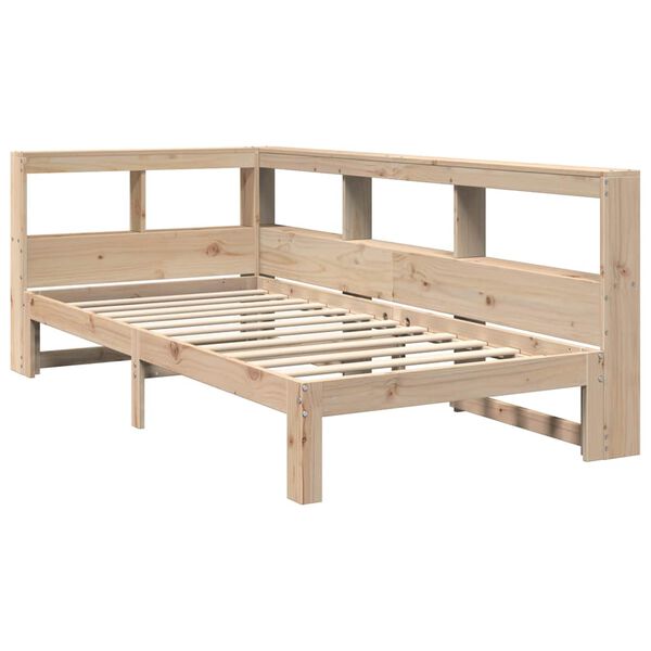 vidaXL Cama com estante sem colch&atilde;o 100x200 cm pinho maci&ccedil;o