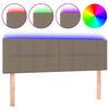 vidaXL Cabeceira cama luzes LED tecido 144x5x78/88cm cinza-acastanhado