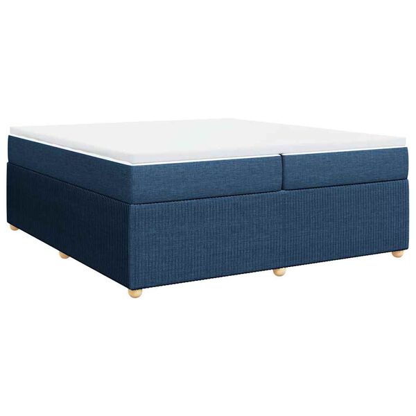 vidaXL Cama com molas/colch&atilde;o 200x200 cm tecido azul
