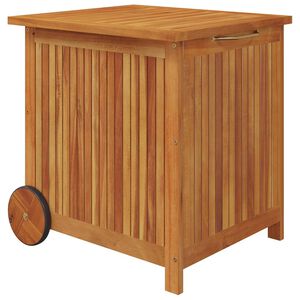 vidaXL Caixa arruma&ccedil;&atilde;o jardim c/rodas 60x50x58cm madeira ac&aacute;cia maci&ccedil;a