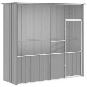 vidaXL Gaiola p/ p&aacute;ssaros 215x78x200 cm a&ccedil;o galvanizado cinzento