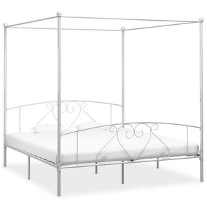 vidaXL Estrutura de cama com dossel metal 180x200 cm branco