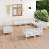 vidaXL 11 pcs conjunto lounge de jardim pinho maci&ccedil;o branco