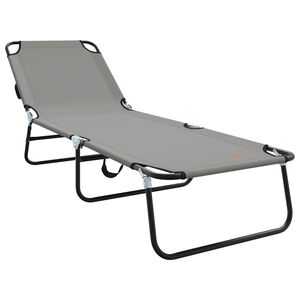 vidaXL Espregui&ccedil;adeira dobr&aacute;vel Cinzeto 188 x 57 x 86,5 cm Poli&eacute;ster