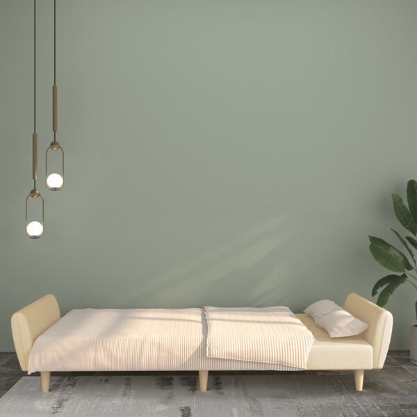 vidaXL Sof&aacute;-cama de 2 lugares tecido cor creme