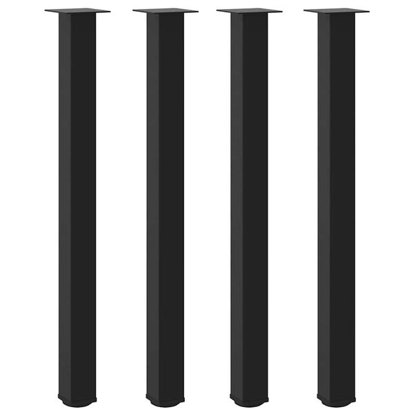 vidaXL P&eacute;s para mesa de bar 4 pe&ccedil;as, preto, 110-112 cm, a&ccedil;o
