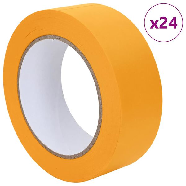 vidaXL Fitas de M&aacute;scara para Pintores 24 pcs Amarelo 38mm x 50m Papel