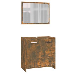 vidaXL Conjunto de m&oacute;veis casa de banho derivados madeira cor fumado