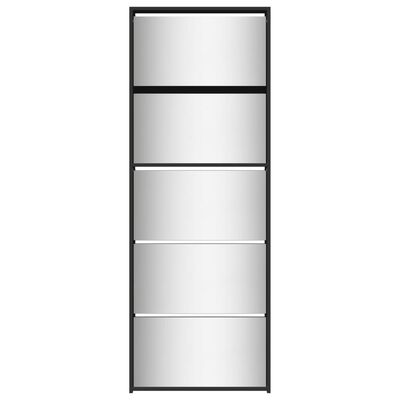 vidaXL Sapateira com espelho de 5 divisórias 63x17x169,5 cm preto