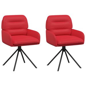 vidaXL Cadeiras de Jantar Girat&oacute;rias 2 unid. Couro Sint&eacute;tico Vermelho
