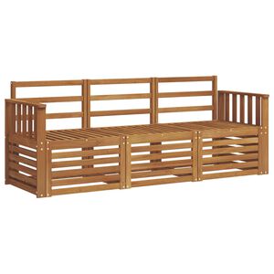vidaXL Conjuntos de sof&aacute;s 3 pcs Natural Madeira S&oacute;lida de Ac&aacute;cia