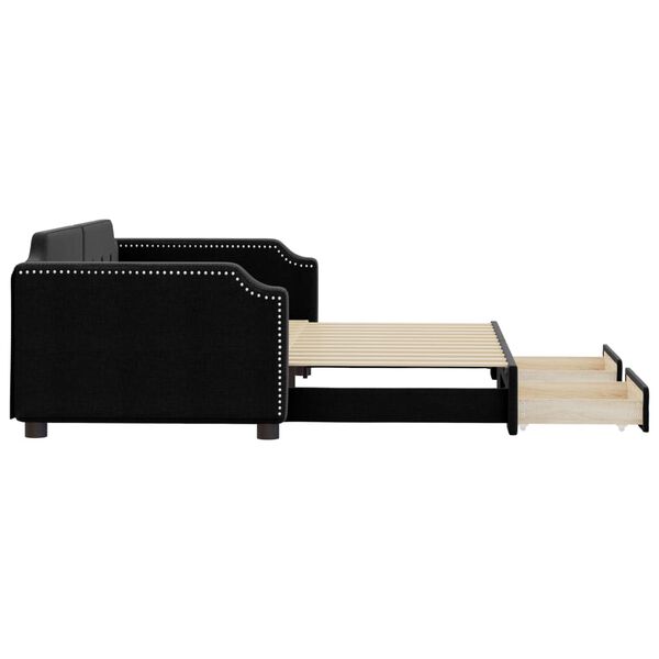 vidaXL Sof&aacute;-cama com gavet&atilde;o e gavetas 100x200 cm tecido preto